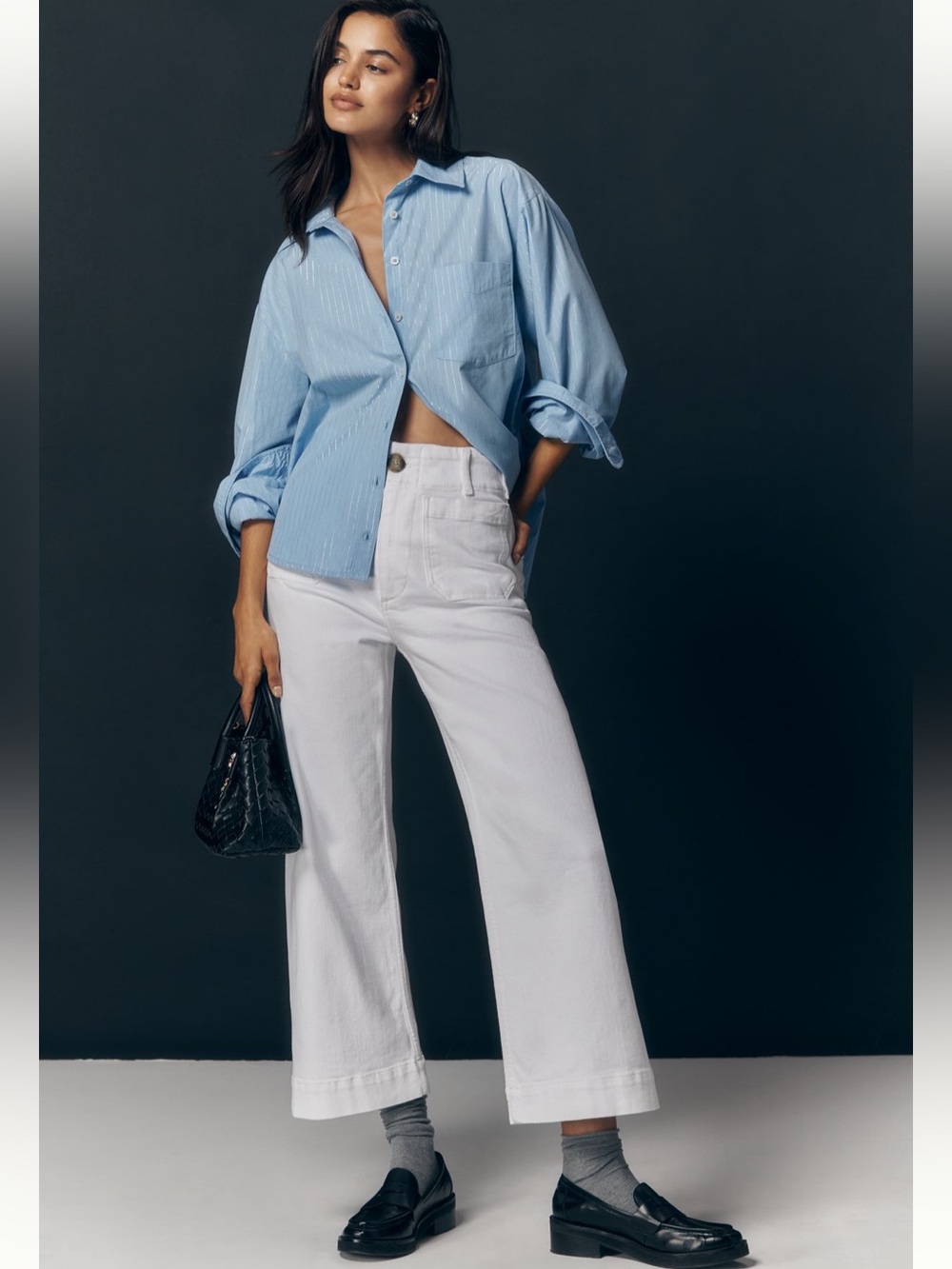 Maeve The Colette White Cropped Wide-Leg Jeans - Picture 2 of 12